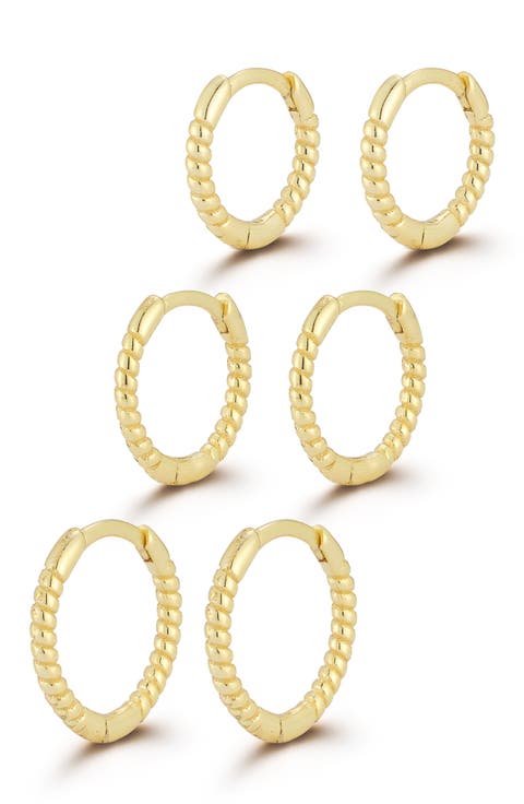 Set of 3 Graduated Twist Huggie Hoop Earrings