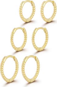 GLAZE JEWELRY Set of 3 Graduated Twist Huggie Hoop Earrings