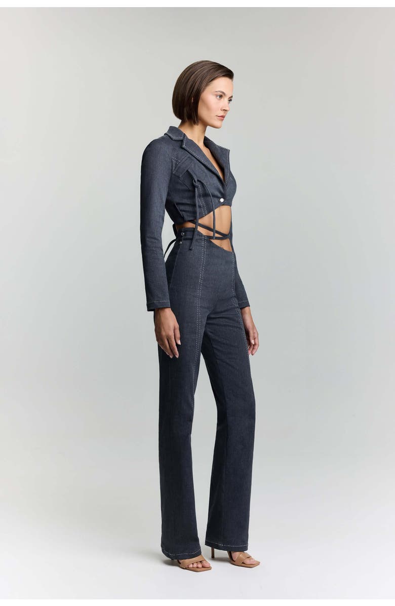 Jendue US Serendipity Denim Jacket - Cropped Lace-Up Style, Alternate, color, Deep Blue