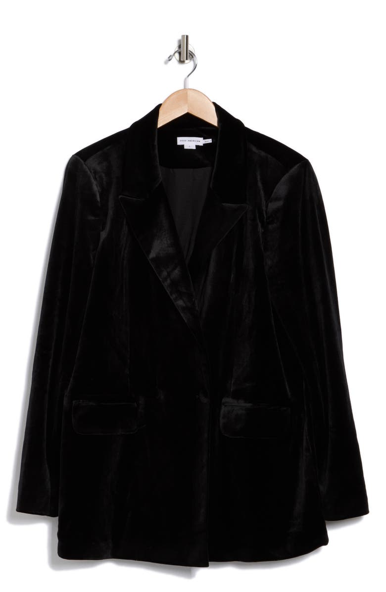 Good American Double Breasted Velvet Blazer, Main, color, 