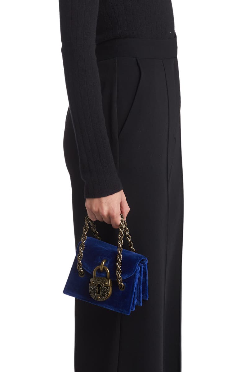 Moschino Padlock Velvet Crossbody Bag, Alternate, color,