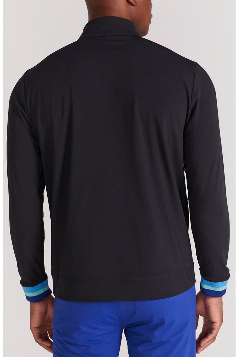 Hayden Contrast Cuff Quarter-Zip Pullover, Alternate, color, BLACK