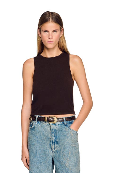 Sleeveless fine knit vest