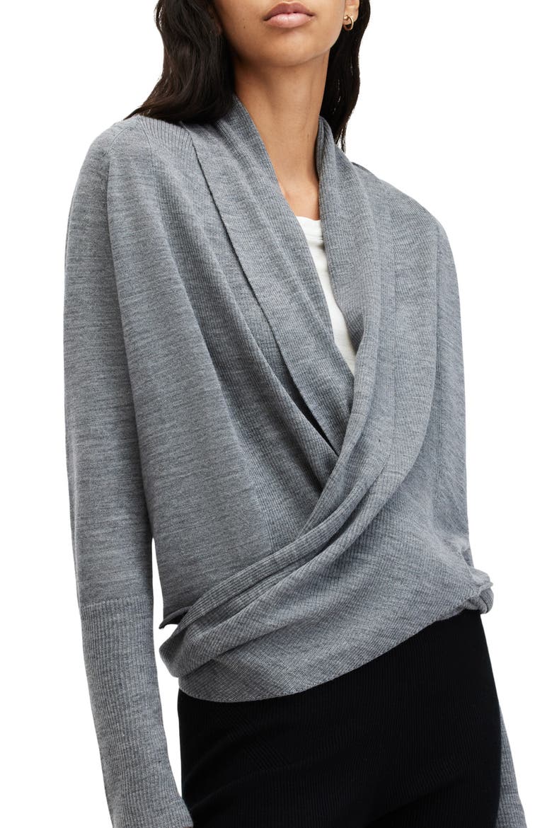 Wasson Pirate Wrap Merino Wool Cardigan, Alternate, color, GREY MARL