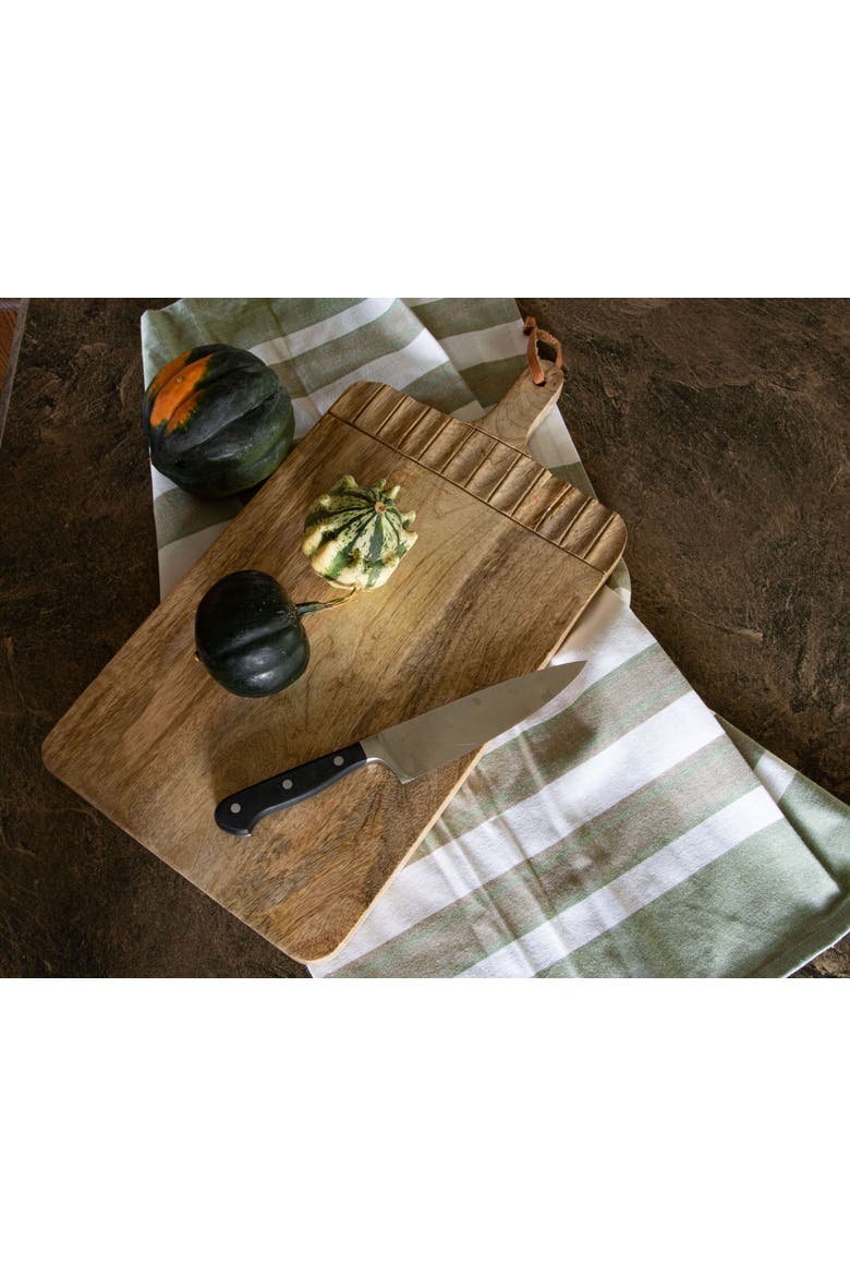 11.5" x 20.5" Hand Carved Mango Wood Grain Serving Cutting Board, Alternate, color, Brown