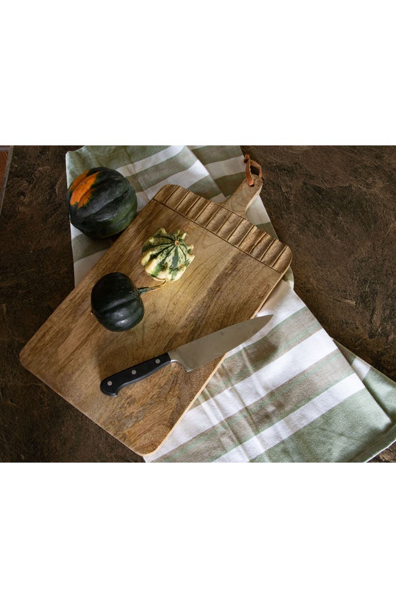 Foreside Home and Garden 11.5" x 20.5" Hand Carved Mango Wood Grain Serving Cutting Board, Alternate, color, Brown