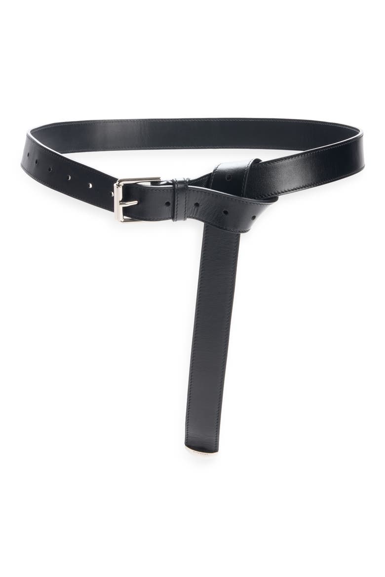 Voyou Metal Tip Leather Belt, Main, color, BLACK
