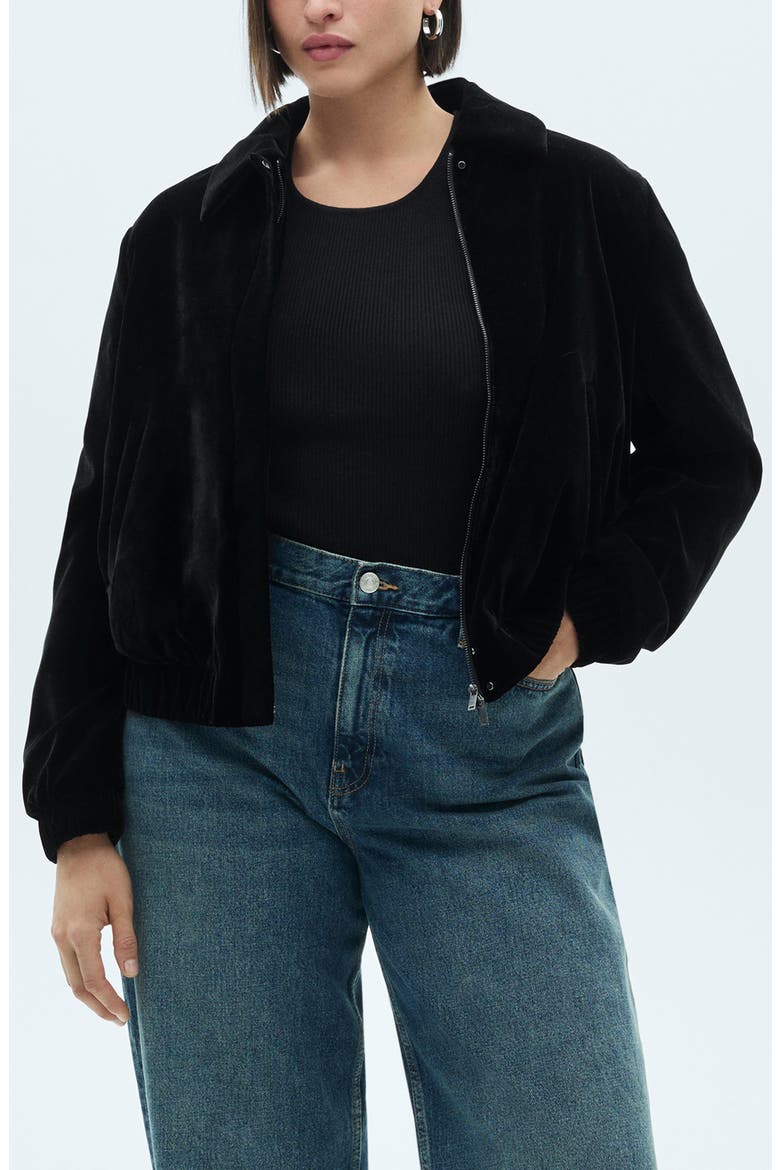 Velvet Bomber Jacket, Alternate, color, BLACK