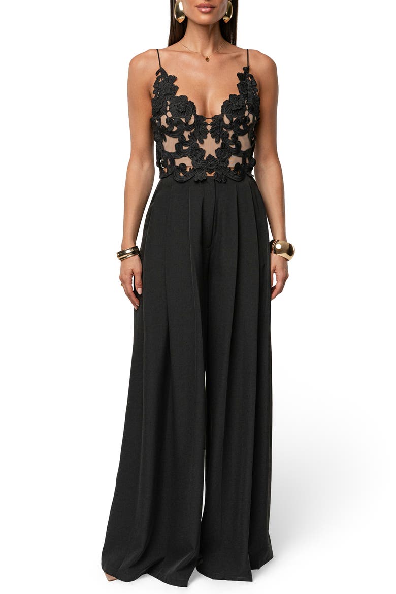 Anahi Embroidered Lace Crop Camisole, Alternate, color, BLACK