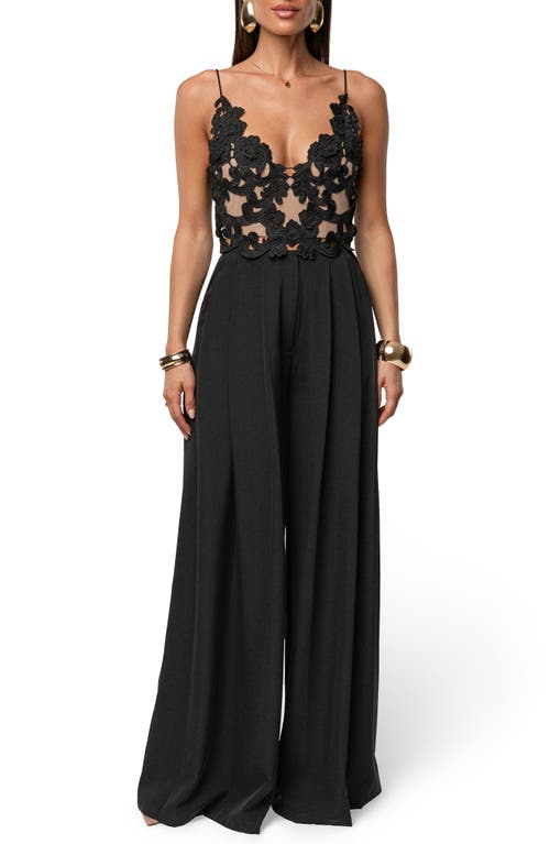 Jluxlabel Anahi Embroidered Lace Crop Camisole In Black