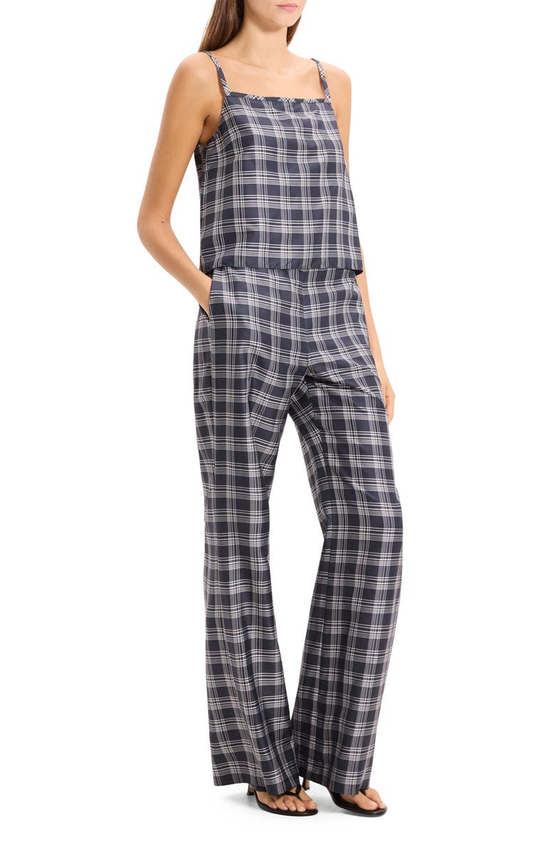 Theory Plaid Silk Camisole, Alternate, color, Navy Multi