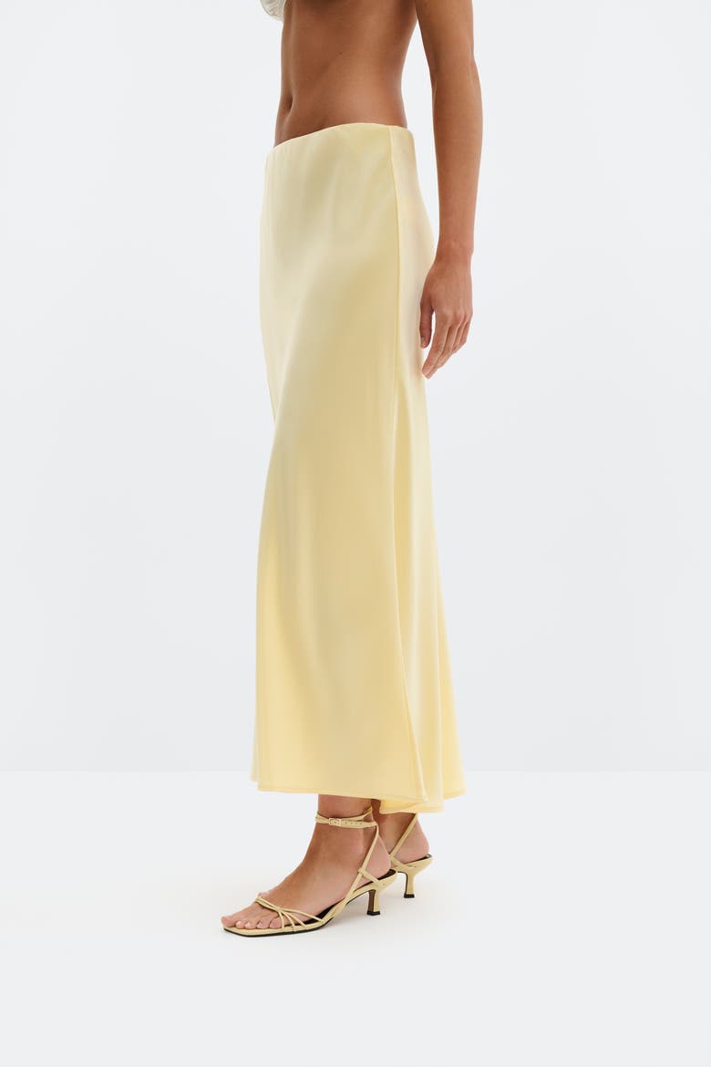 Aubree Satin Midi Skirt, Main, color, Light Lemon