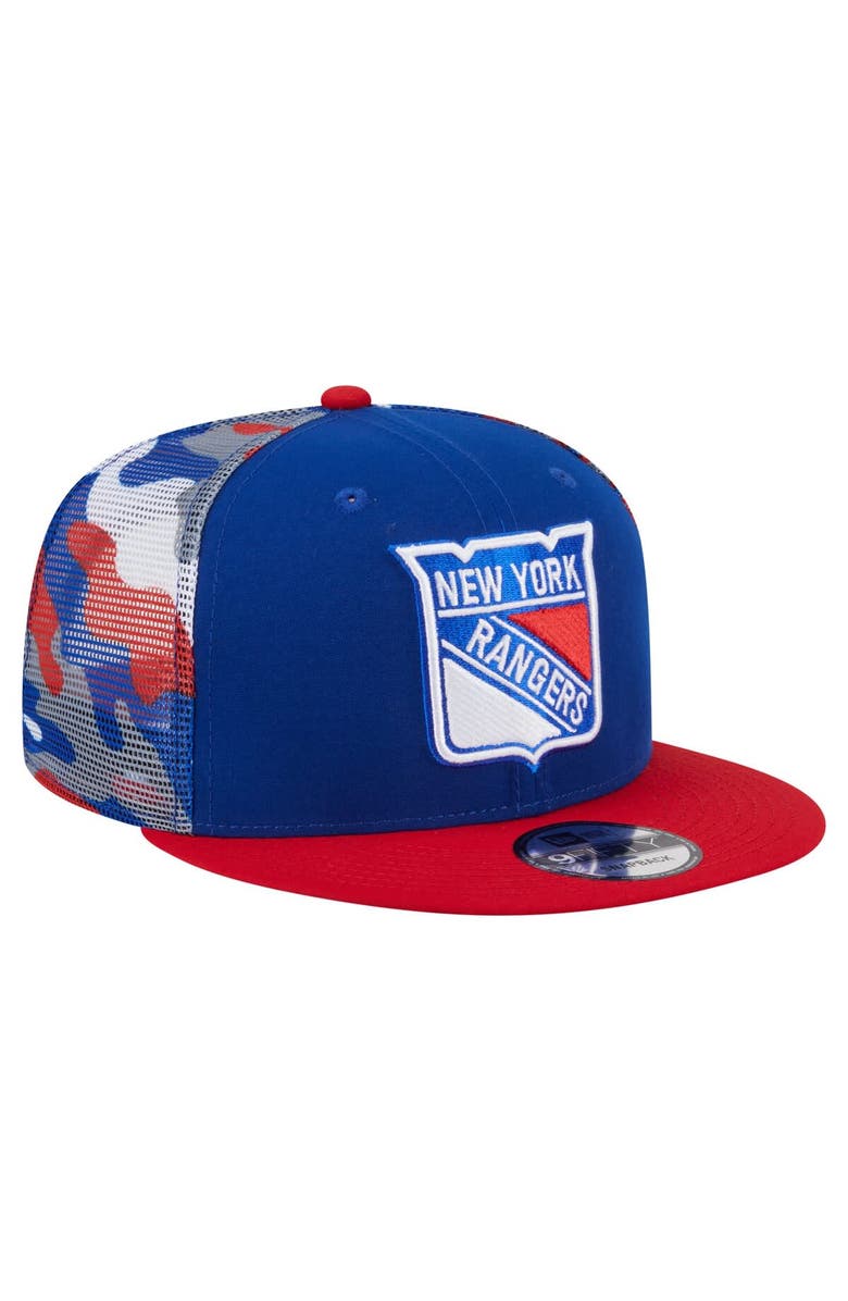 New Era Men's New Era Blue/Red New York Rangers Camo Meshback 9FIFTY Snapback Hat, Alternate, color, Blue