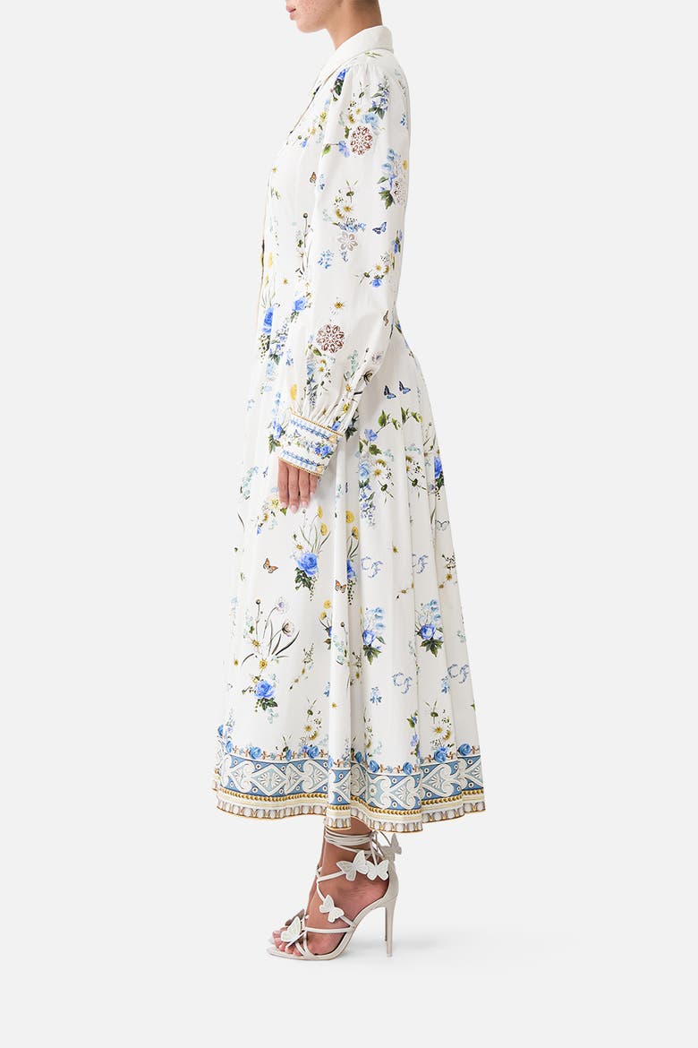 Button Front Midi Shirt Dress, Alternate, color, Dandelion Skies