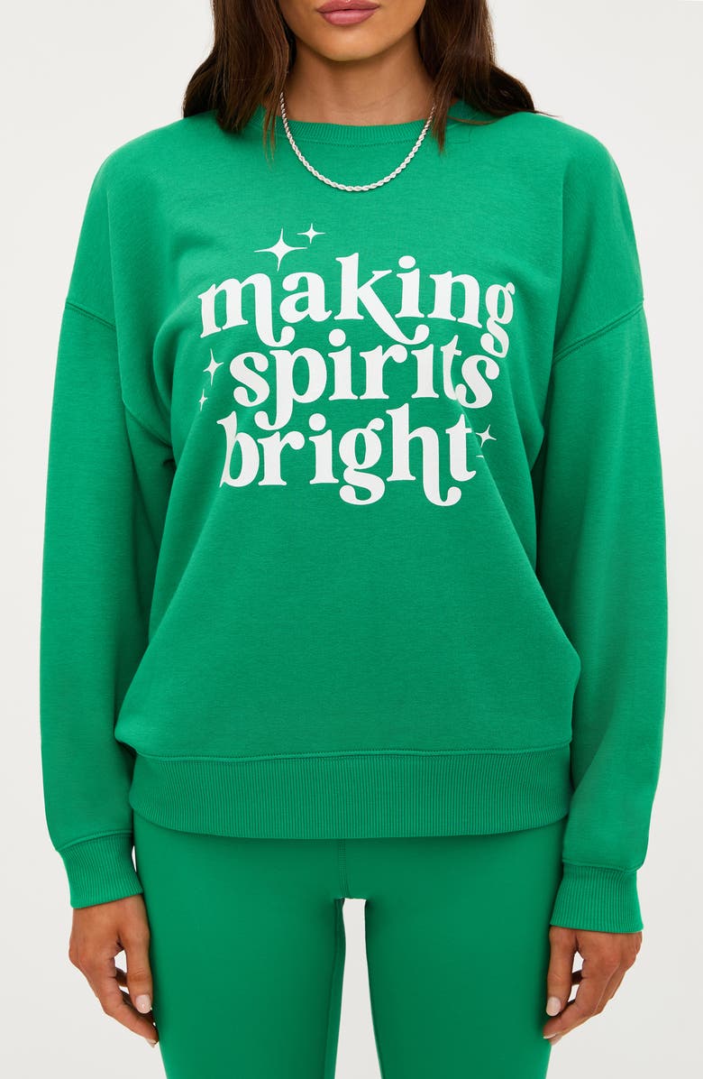 Beach Riot Devyn Making Spirits Bright Oversized Sweatshirt, Alternate, color, Frosted Fir