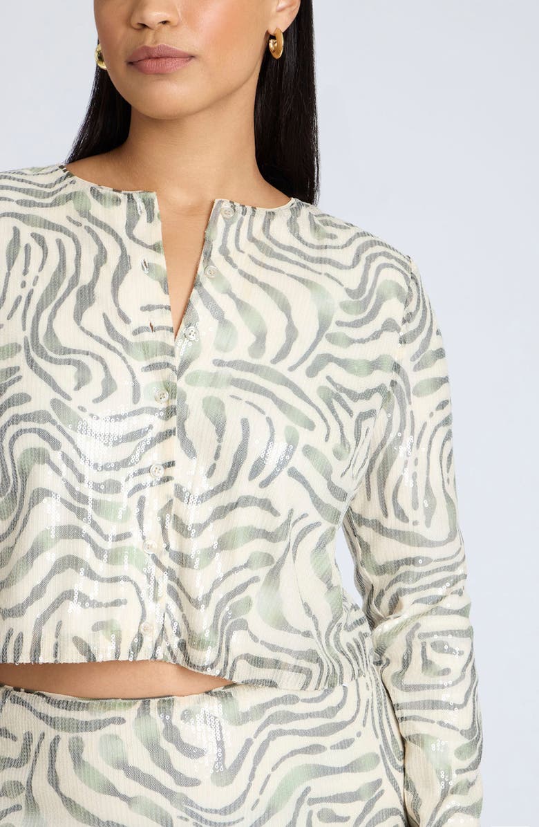 ELOQUII Sequin Crop Cardigan, Alternate, color, 