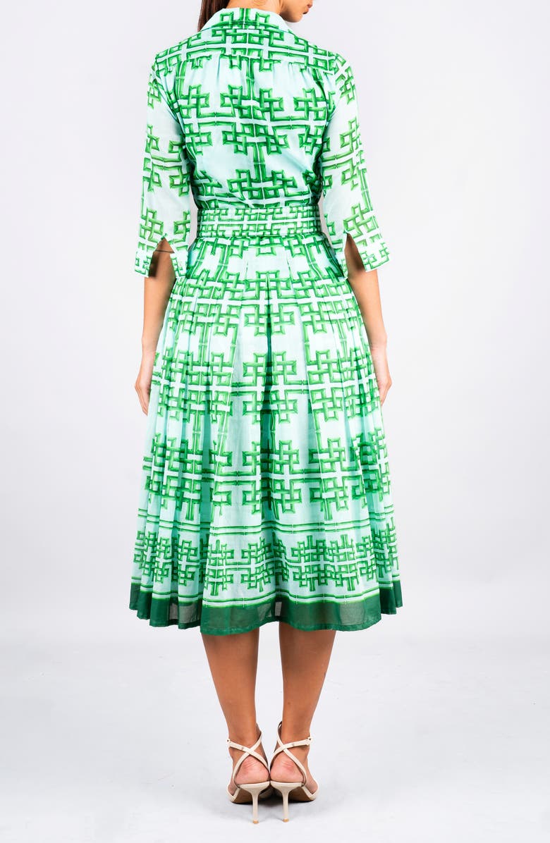 SAMANTHA SUNG Pleated Midi Audrey Shirtdress, Alternate, color, Soft Green