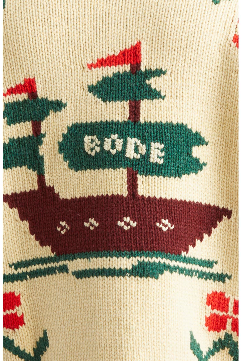 Pirate Ship Virgin Wool Cardigan, Alternate, color, IVORY