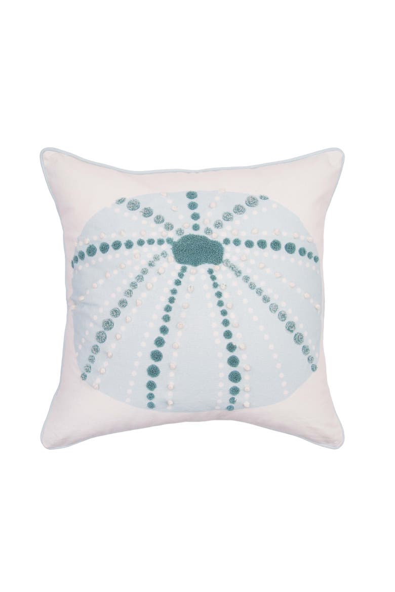 Sea Urchin Shores Graphic Print Geometric Embellished Throw Pillow, 18" x 18", Main, color, Green
