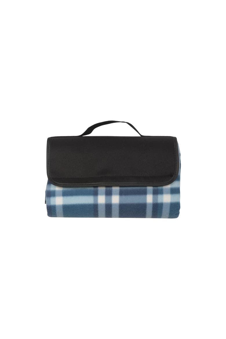 Fleece Checked Picnic Mat, Main, color, Blue