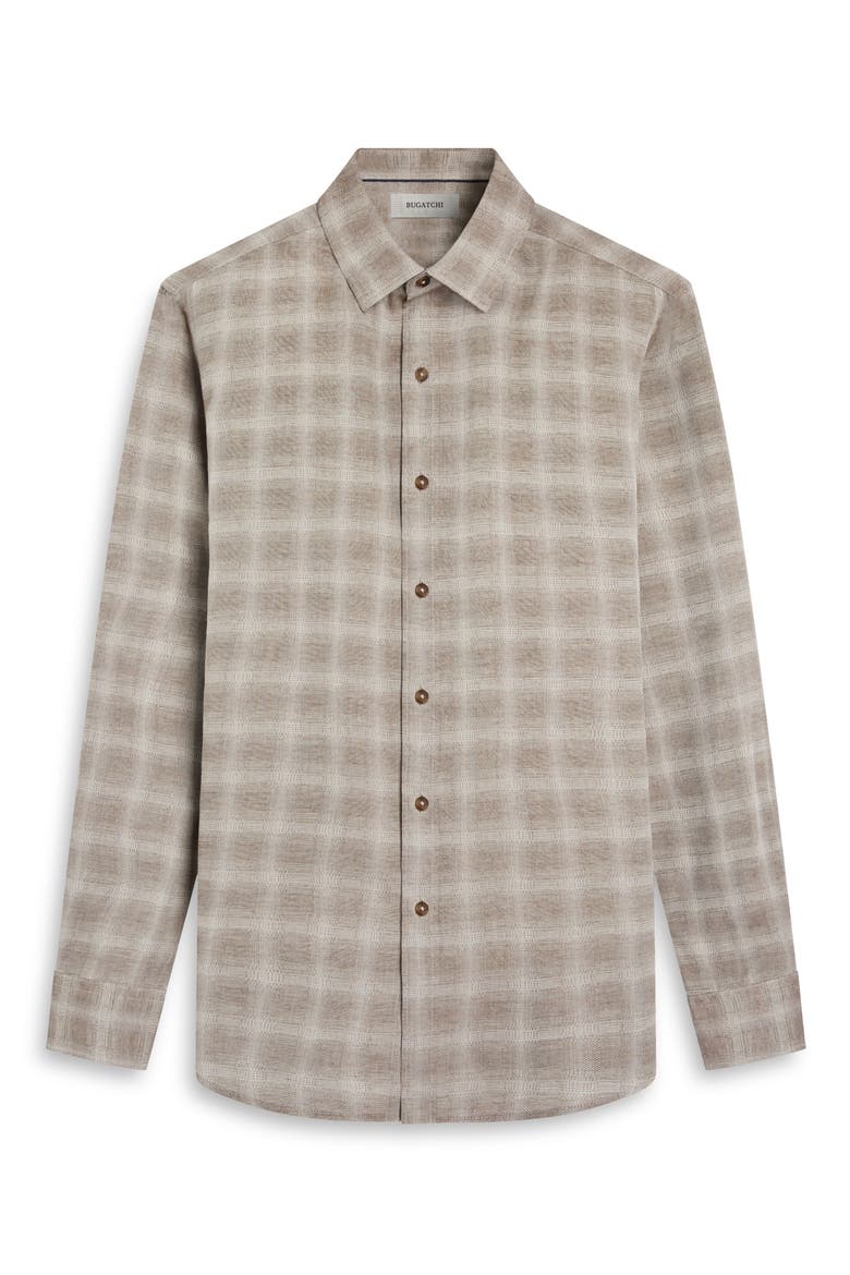 Julian Shaped Fit Plaid Button-Up Shirt, Alternate, color, WALNUT