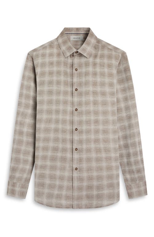 Bugatchi Julian Shaped Fit Plaid Button-up Shirt In Brown