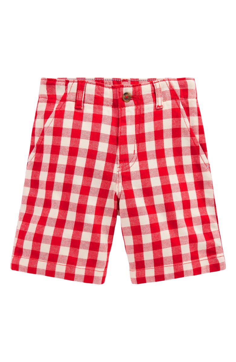 Mini Boden Kids' Smart Check Shorts, Main, color, Red Gingham
