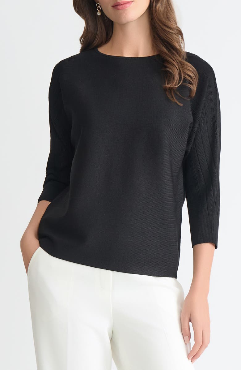 KASPER Boat Neck Dolman Sleeve Sweater, Main, color, Black