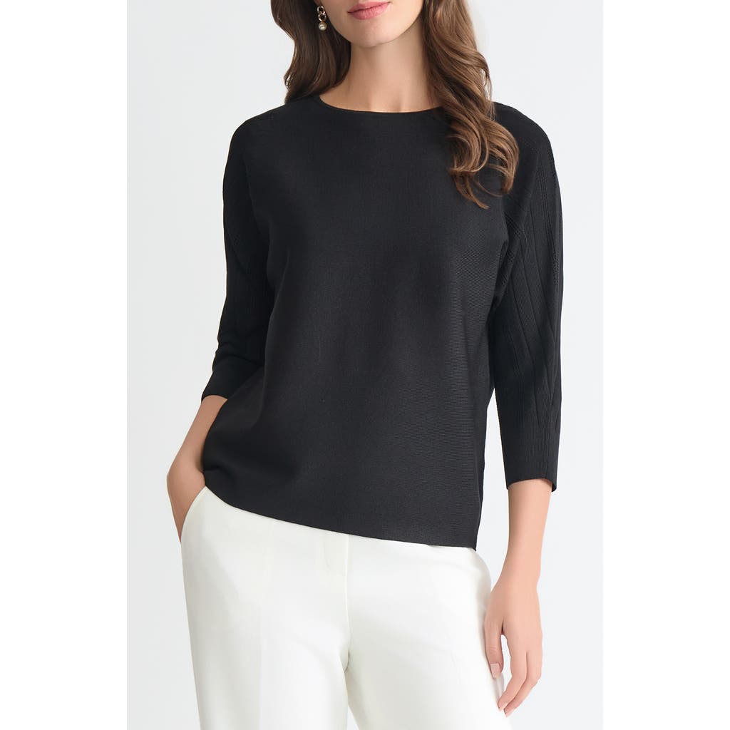 Kasper Boat Neck Dolman Sleeve Sweater In Black