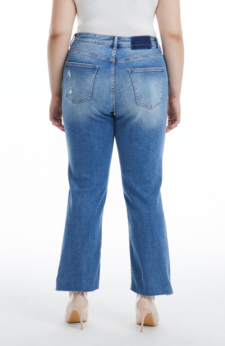 Bayeas Distressed High Waist Slim Straight Jeans, Alternate, color, Medium Blue