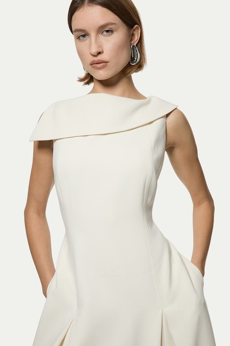 Asymmetric Neck Tailored Dress, Alternate, color, Ivory