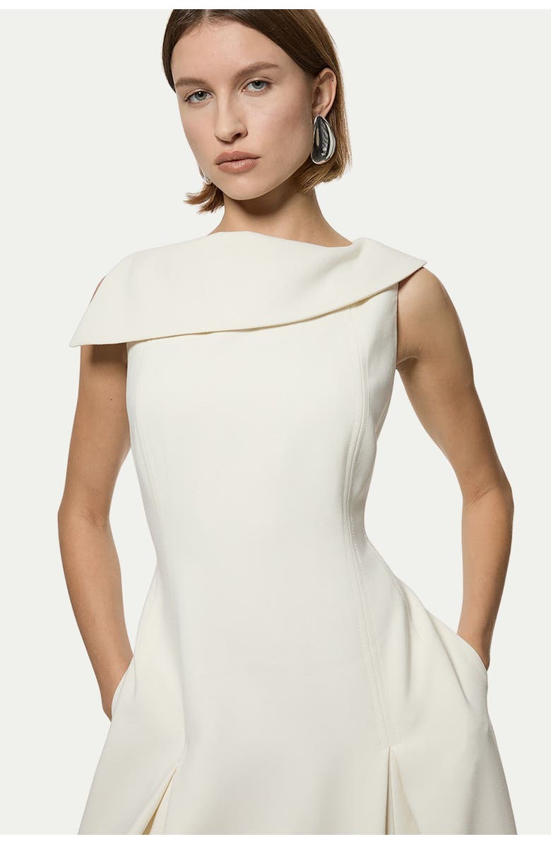 Karen Millen Asymmetric Neck Tailored Dress, Alternate, color, Ivory