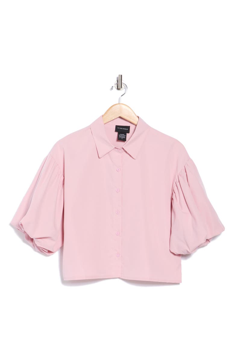 Forgotten Grace Puff Sleeve Button-Up Shirt, Alternate, color, Pink