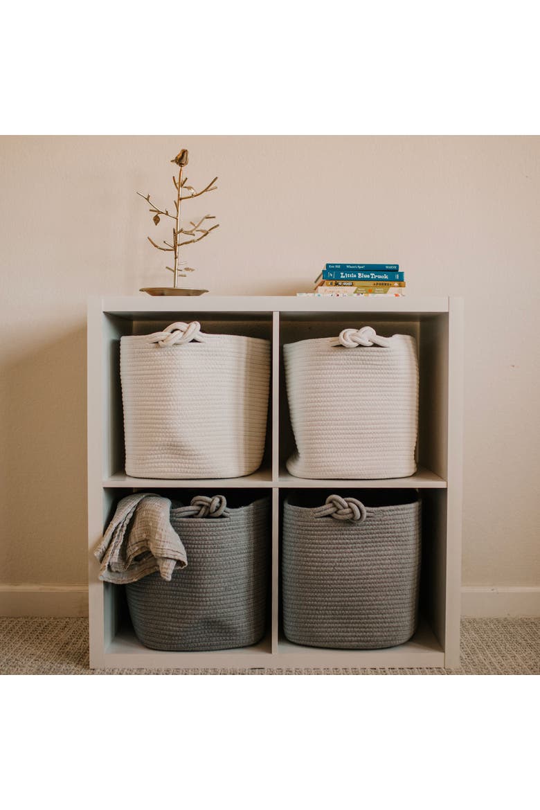 Rope Cube Storage Basket, Alternate, color, White