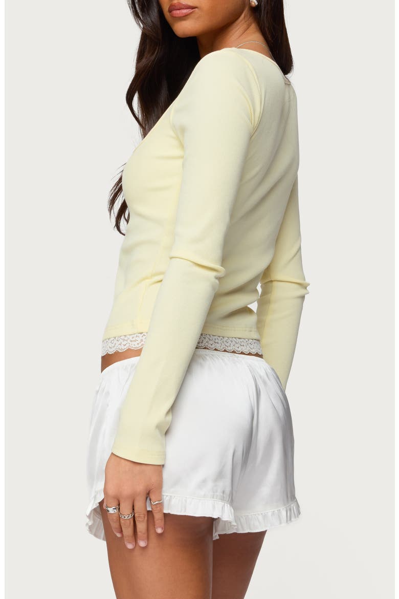 Joana Layered Lacey Henley Top, Alternate, color, YELLOW