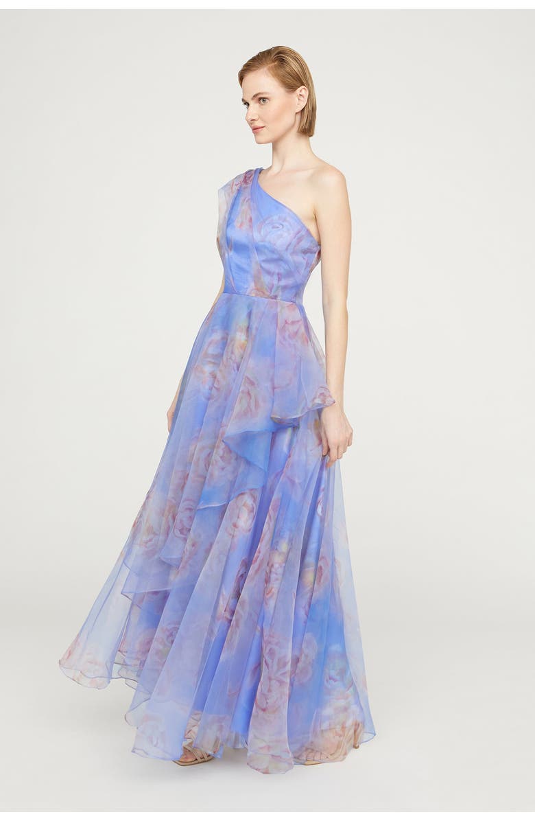 Theia Augusta One Shoulder Gown, Alternate, color, Pearl Roses