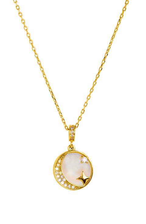 Mother-of-Pearl & Cubic Zirconia Pendant Necklace