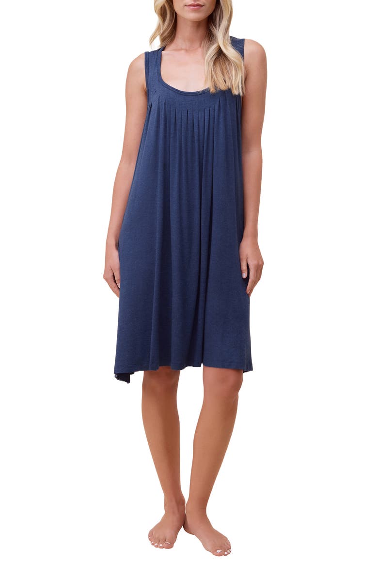 Papinelle Pleated Chemise, Main, color, Navy Melange