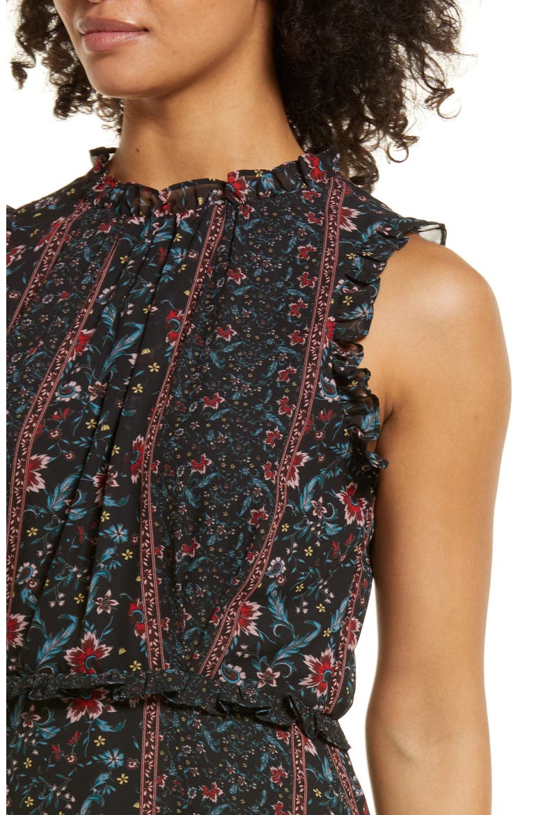 Sleeveless Mock Neck Midi Dress, Alternate, color, BLACK MULTI