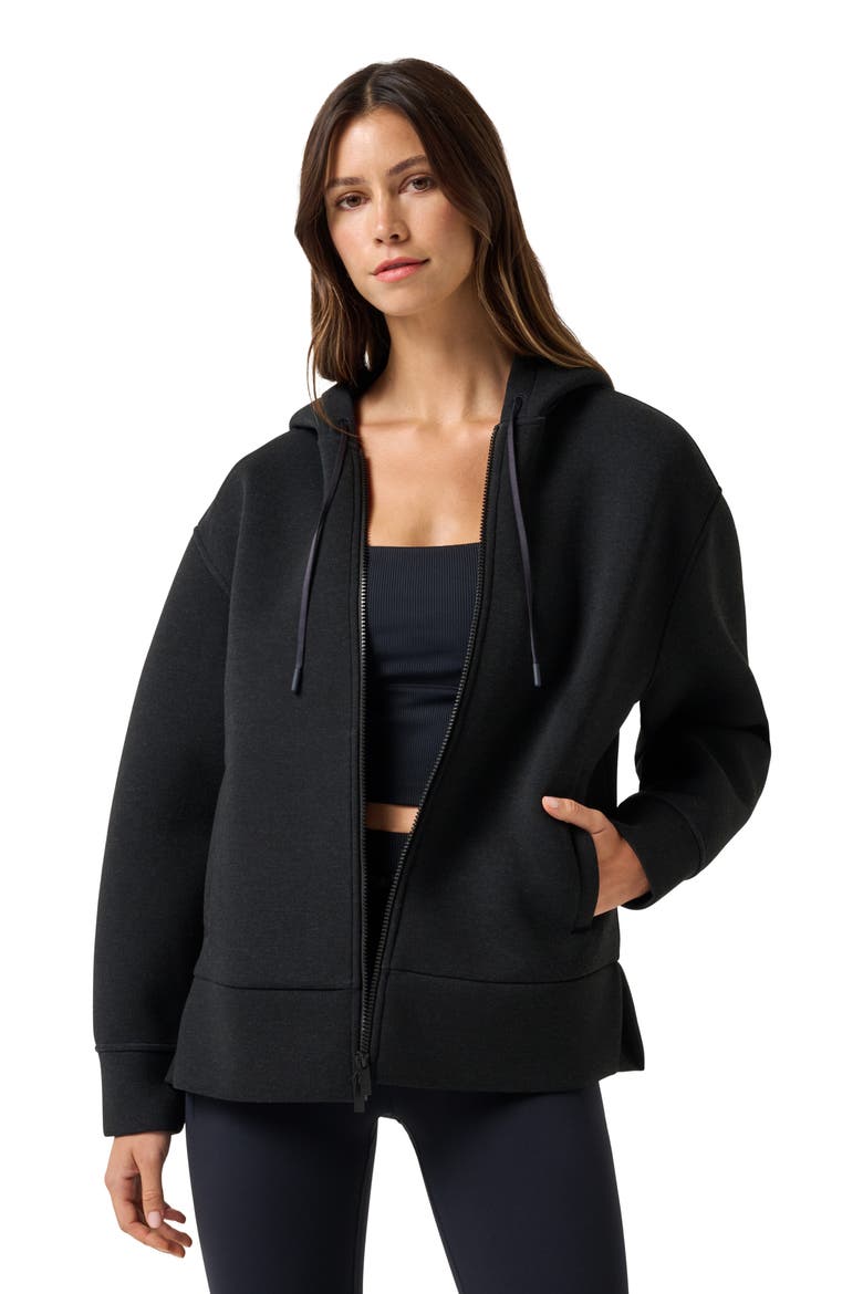 Cloudscape Zip-Up Hoodie Jacket, Alternate, color, HEATHER BLACK
