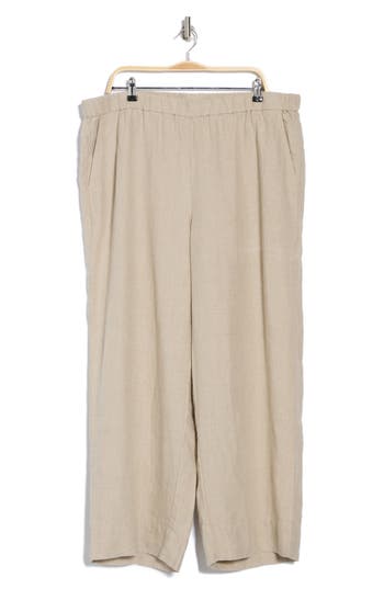 Eileen Fisher Organic Linen Wide Leg Pants In Neutral