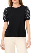 CeCe Embroidered Puff Sleeve Top