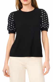 CeCe Embroidered Puff Sleeve Top