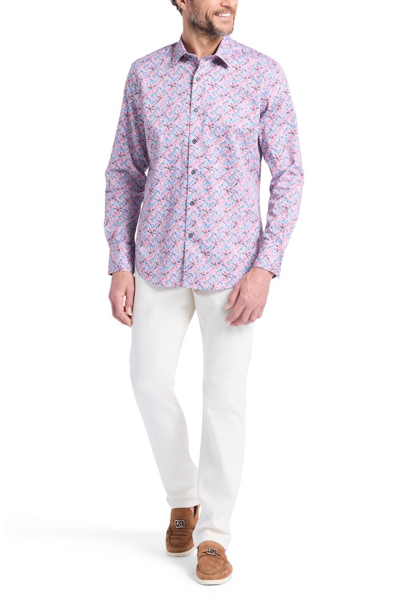 Brucknell Cotton Button-Up Shirt, Alternate, color, PINK MULTI