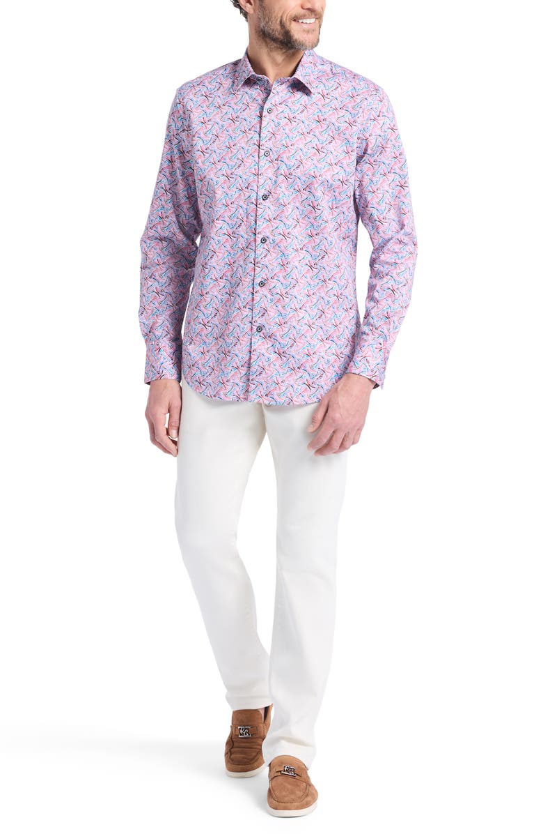 Robert Graham Brucknell Cotton Button-Up Shirt, Alternate, color, Pink Multi