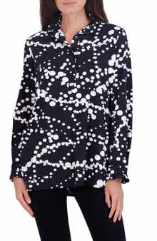 Foxcroft Mia Dot Print Jersey Popover Top