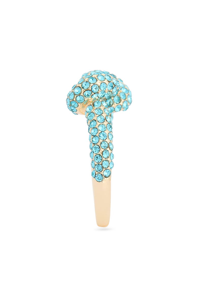 Pavé Crystal Knot Ring, Alternate, color, AQUAMARINE- GOLD