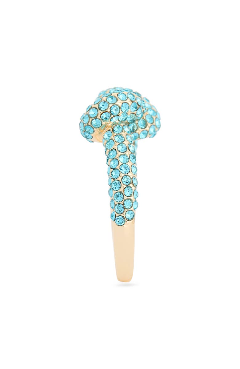 NORDSTROM RACK Pavé Crystal Knot Ring, Alternate, color, Aquamarine- Gold
