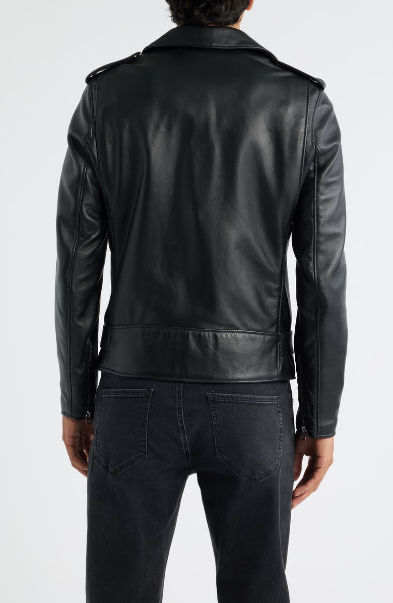 Schott NYC Leather Motorcycle Jacket, Alternate, color, Black