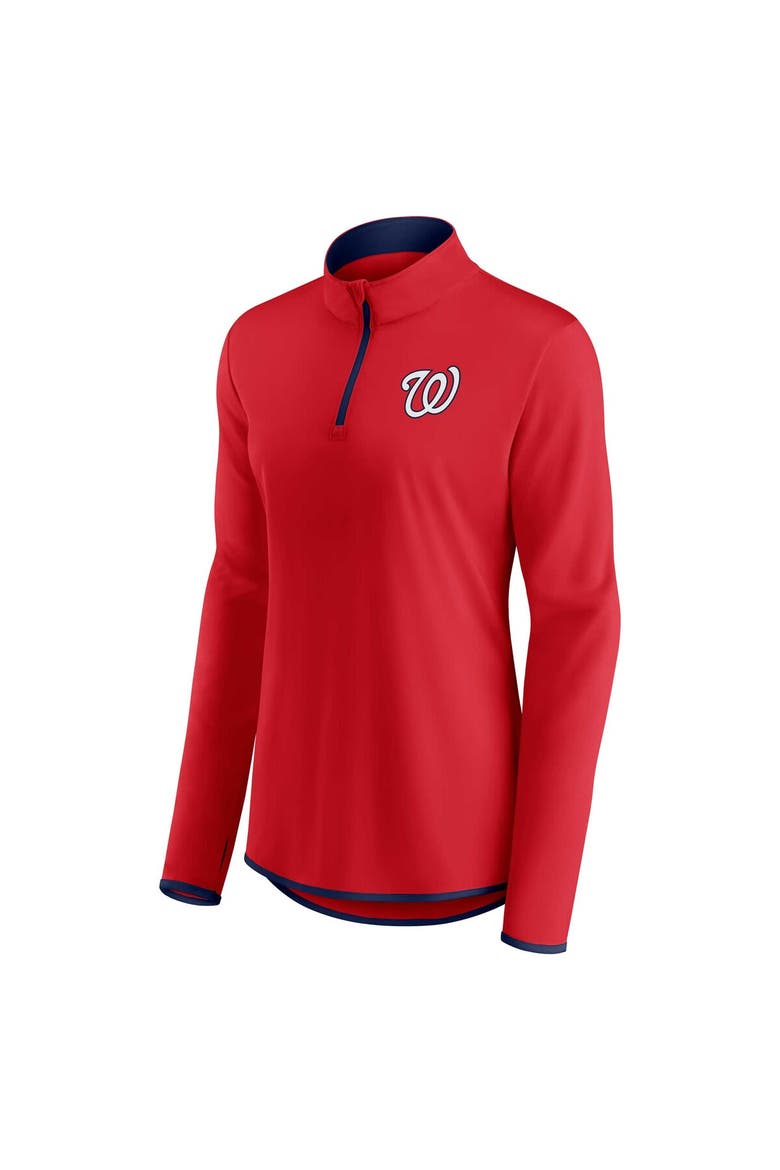 Women's Fanatics Branded Red Washington Nationals Corner Quarter-Zip Top, Alternate, color, Red
